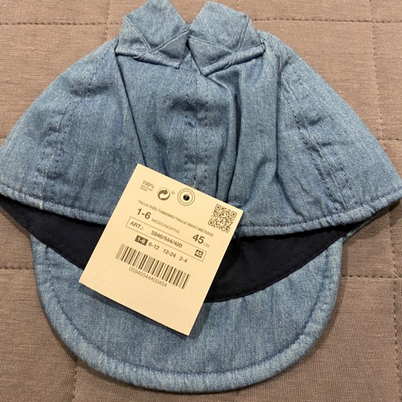 NEW Zara 0-6M Baby Cat Ears Denim Baseball Cap - Picture 3 of 3